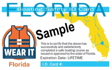 Sample Florida Boating Safety Education ID Card, issued after you pass the course